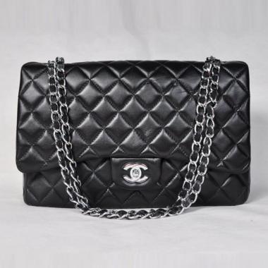 Chanel  Flap bags 28601 Black Lambskin Medium Bag Replica