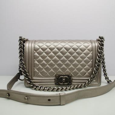 Chanel Boy Chanel bags 30172 Silver Lambskin 2way