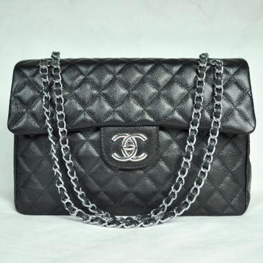 Cheap Chanel  Flap bags 46558 Black Cow Leather Ladies Bags