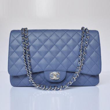 Chanel  Flap bags 47600 Blue Cow Leather Medium Bag