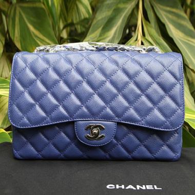 Chanel  Flap bags 51113 Blue Cow Leather Medium Handbag