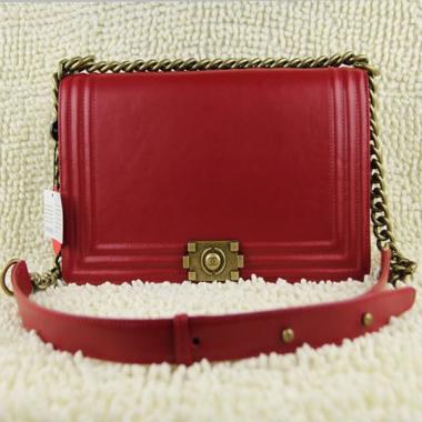 Chanel Boy Chanel bags 66714 Red Lambskin Medium Bags