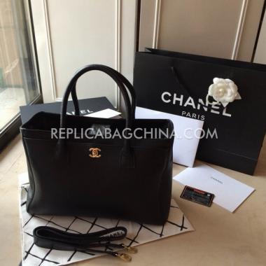 Chanel Cerf Tote Totes Calfskin  Black Replica