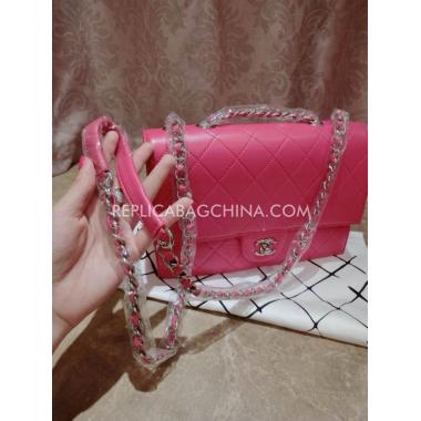 Chanel Red Lambskin Shoulder Bag  Flap