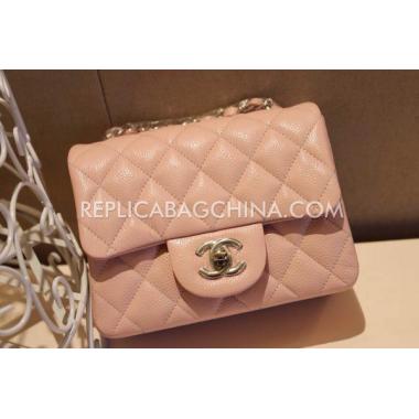 Quality Chanel Mini Pink  Flap Handbag Snakeskin