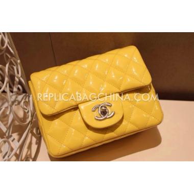 Chanel Patent Leather Mini Yellow  Flap Handbag Replica