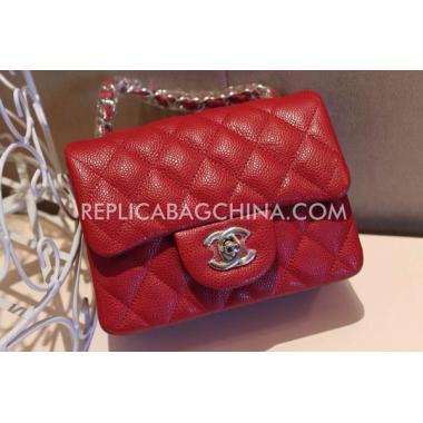 Replica Chanel  Flap Patent Leather Handbag Mini Red