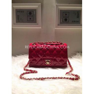 Chanel  Flap Red Shoulder Bag Genuine Leather