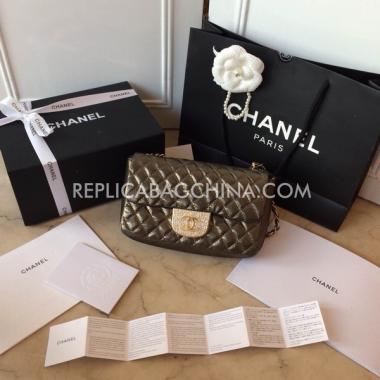 Chanel  Gloss Brown Leather Shoulder Bag  Flap