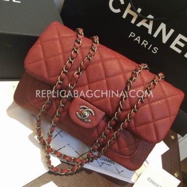 Cheap Chanel  Red Leather  Flap Handbag