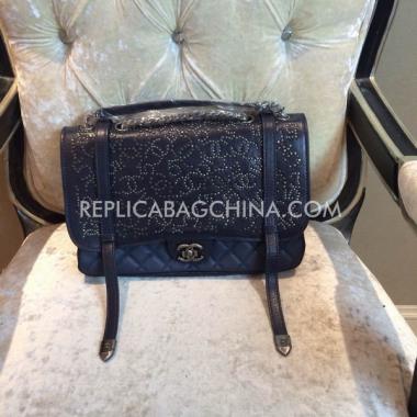 Chanel Leather  Flap 2024 Paris-dallas Blue Shoulder Bag