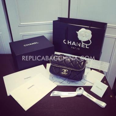 Chanel Calfskin Black  Flap Shoulder Bag