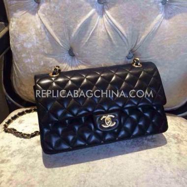 Cheap Chanel  Flap Lambskin Black Shoulder Bag