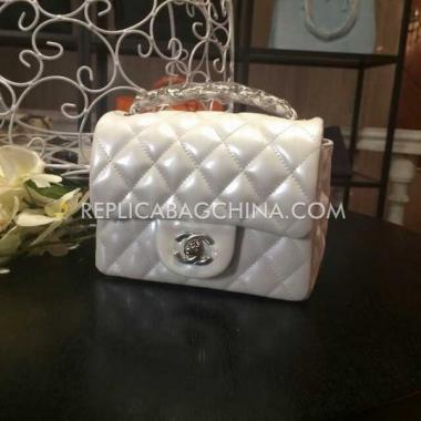 Chanel Mini White Patent Leather  Flap Totes