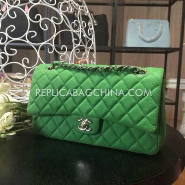 Chanel Green Leather  Flap Handbag Replica