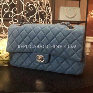 Chanel Leather  Flap Handbag Blue