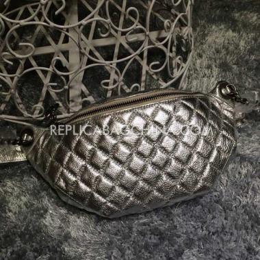 Chanel Handbag Grey Genuine Leather Fanny Pack Replica