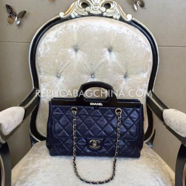 Replica Chanel Calfskin Handbag Shoulder Strap Detachable Blue Shoulder Bag