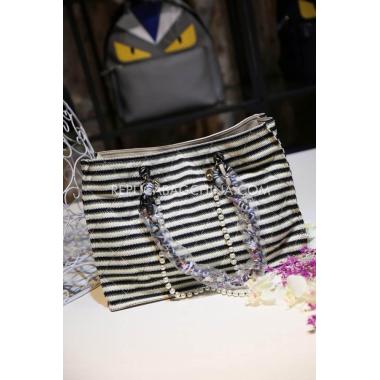 Chanel Handbag Canvas Naval Stripe White Replica