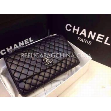 Cheap Chanel Calfskin Black Cross Body Bag Handbag Replica