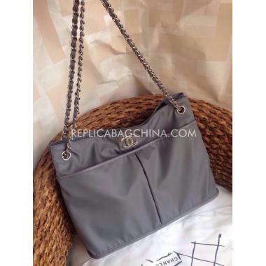 Chanel Handbag Nylon Gray