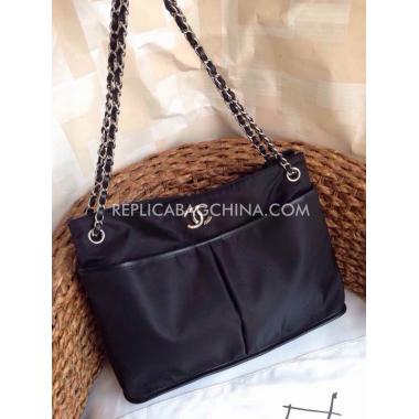 Chanel Shoulder Bag Handbag Nylon Black