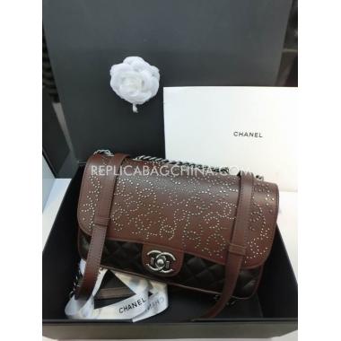 Chanel Handbag Calfskin Brown Cross Body Bag