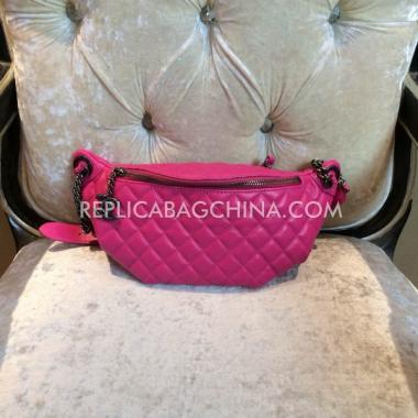 Chanel Fanny Pack Handbag Genuine Leather  Red