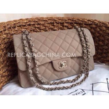 Cheap Chanel  Grey Genuine Leather Cross Body Bag Handbag