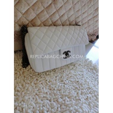 Chanel Shoulder Bag Handbag  White Leather