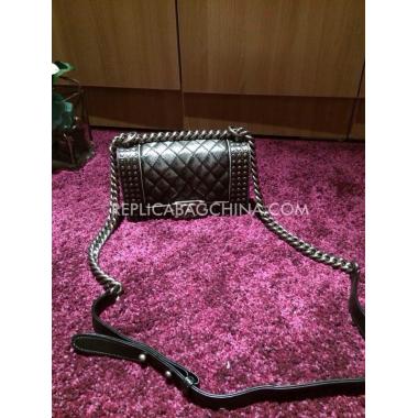 Replica Chanel Cross Body Bag Small Silver Calfskin Le Boy