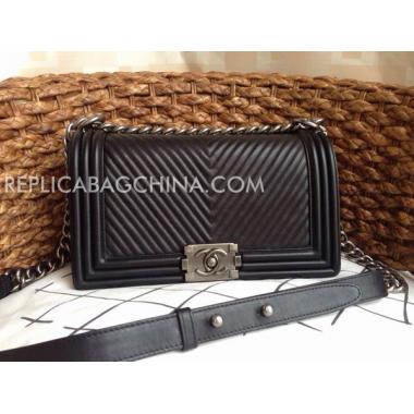 Chanel New Arrival Black Cross Body Bag Le Boy Calfskin