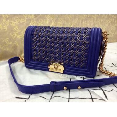 Replica Chanel Handbag Le Boy Calfskin Chain Blue HM02744