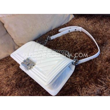 Chanel Lambskin White Handbag Le Boy Replica