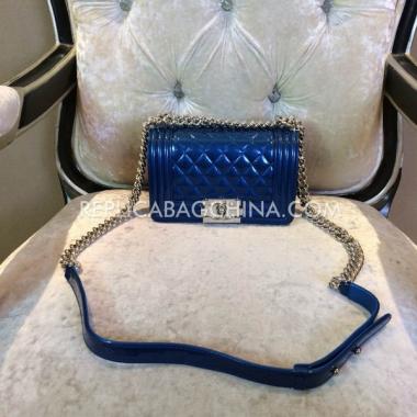 Cheap Chanel Blue Shoulder Bag Le Boy Leather