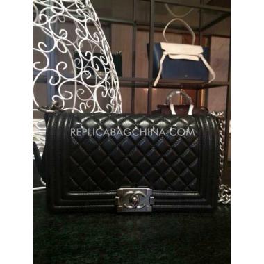 Chanel Calfskin Le Boy Black Handbag Replica