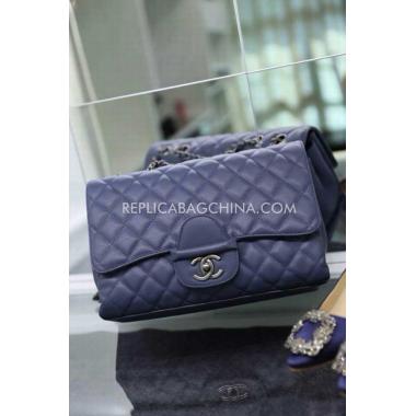 Chanel Handbag Blue Calfskin Le Boy