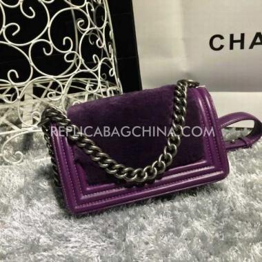 Chanel Handbag Le Boy Purple Lambskin