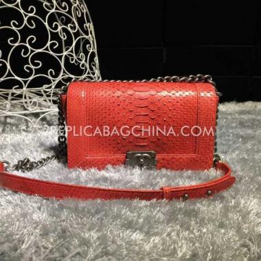 Chanel Red Snakeskin Le Boy Cross Body Bag