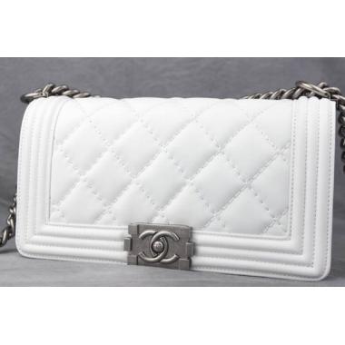 Chanel New Arrival White Calfskin Shoulder Bag Le Boy