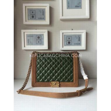 Replica Chanel Calfskin Le Boy Cross Body Bag Chain Green HM11132