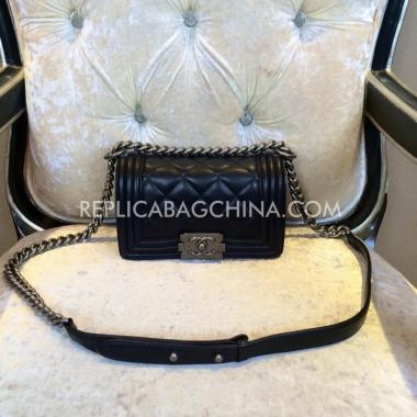 Chanel 2way Leather Le Boy Black Replica