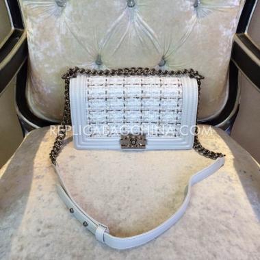 Chanel Le Boy Nylon White Handbag Replica