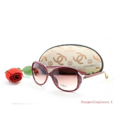 Chanel Purple Red Oval Sunglasses