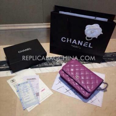 Chanel Purple Purse Patent Leather Wallet Replica