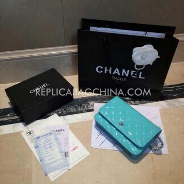 Chanel Patent Leather Green Wallet Purse