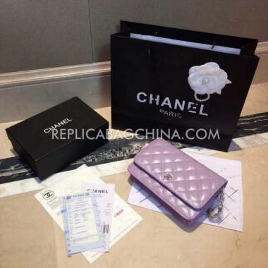 Chanel Purse Wallet Patent Leather Purple