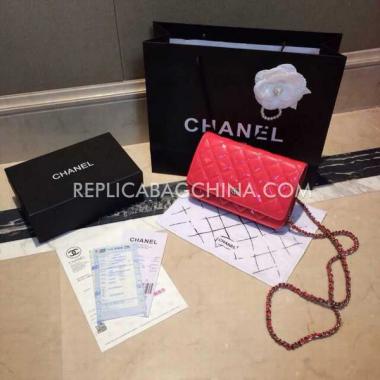 Chanel Patent Leather Purse Red Wallet