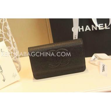 Chanel Purse Calfskin Wallet Black Replica