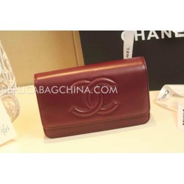 Replica Chanel Calfskin Purse Red Wallet